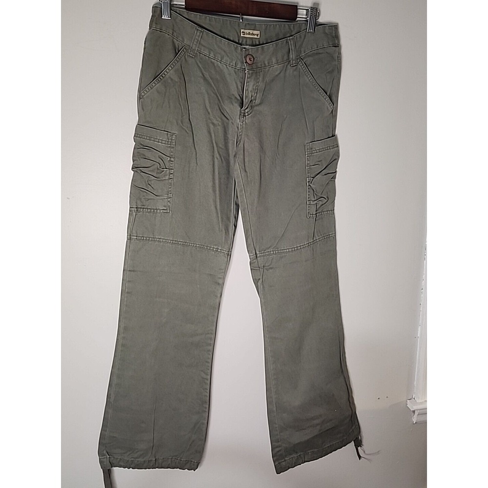Billabong Womens Olive Green Cargo Pants Size 5 Cotton Twill Utility Retro Boho